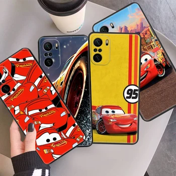 Disney Zibens McQueen Auto Xiaomi Redmi, Ņemiet vērā, 12 11E 11S 11 11T 10 10S 9 9T 9S 8 8T Pro Plus 5G 7 5 Melns Telefonu Gadījumā