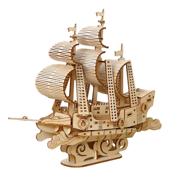 DIY Puses-samontēta Koka Okeāna Buru Kuģa Modelis, 3D-trīsdimensiju Puzzle Rotaļlieta, Basswood Lāzera Griešana un Gravēšana Assemb