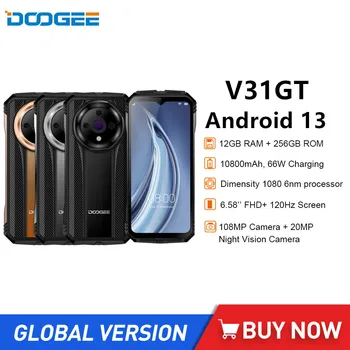 DOOGEE V31GT Izturīgs Viedtālruņu 6.58 Collu FHD IPS Displejs 5G Termiskā Attēlveidošanas Sistēma Octa Core 12 GB+256 GB Android 13 Mobilais Tālrunis
