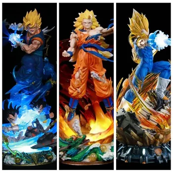 Dragon Ball Anime Skaitļi Ls Vegetto Gk Goku, Vegeta Trīsgalvainais Griešanai Lielgabarīta Gaismas Izsmalcinātu Kolekcionējamus Modelis Rotājumi
