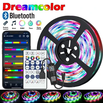 Dreamcolor LED Sloksnes Gaismas RGBIC Adresējama Elastīga Gaismas Lampa 12LEDs/M, Bluetooth Mūzikas Sinhronizācijas LED Lentes Komplekts Mājas Dekoru