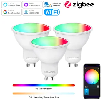 Ewelink GU10 Zigbee LED Spuldzes, Wifi Smart LED Lampas RGB CW WW LED Spuldzes Strādā Ar Alexa, Google, Yandex Smartthings