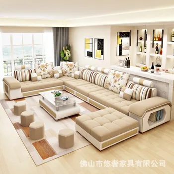 Foshan auduma dīvāns dzīvojamā istaba kopā vienkāršu, modernu liela izmēra corner B&B lateksa tehnoloģiju auduma dīvāns vairumtirdzniecība