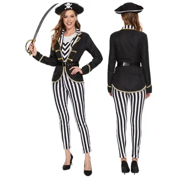 Halloween Karnevāls Purima Puse Sieviešu Karību Jūras Pirātu Kapteinis Elizabete Cosplay Kostīms, Maskarāde Luksusa Huntress Masku