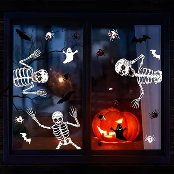 Halloween Logu, Durvju Apdare Piekļaujas Plakāti ar Sarkanām Acīm Balta Kaula Skelets Spider Bat Haunted House Puse Dekori