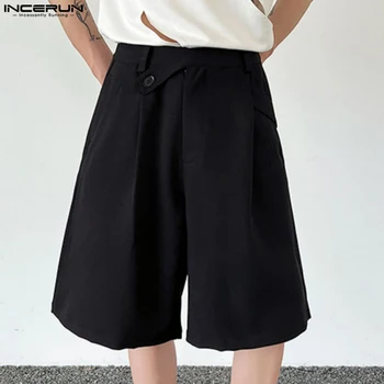 INCERUN 2023 korejiešu Stilā Jaunu Vīriešu Cietā Vidukļa Dizaina Šorti Ikdienas Streetwear Vīrietis Vienkārši, Arī Montāža Ērti Šorti-S-5XL