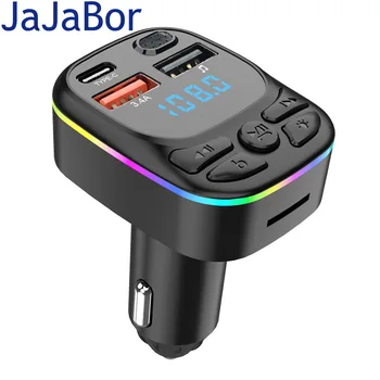 JaJaBor Automašīnas FM Raidītājs U Diska TF Kartes MP3 Atskaņotājs Dual USB C C Tipa Automašīnas Lādētājs Wirless Bluetooth Brīvroku Zvanīšana Automašīnas Komplekts