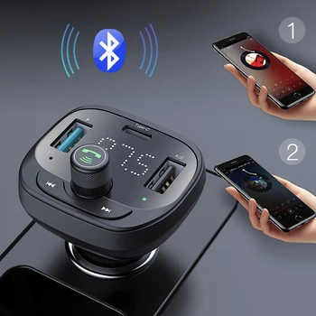 JAUNU 50W Auto Lādētājs USB C Veida PD QC Ātrās Uzlādes FM Bluetooth 5.0 Raidītāju piepīpētāja Tālruni iPhone, Samsung