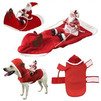 Jautri Pet Suns, Ziemassvētku Drēbes Santa Claus, Izjādes Ar Briežu Jaka, Mētelis Mājdzīvnieki Ziemassvētku Suņu Apģērbu Tērpi Liels Suns Maza D X6I9
