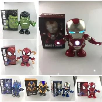 Karstā 19cm Marvel Iron Man Deju Rīcības Anime Skaitļi Dziedāt Skaņas Led Zirnekļcilvēka Avengers Ironman Super Heros Robots Bērnu Bērniem Dāvanu