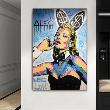 Keita Mosa Grafiti Portreta Gleznas Plakāts, kas Abstrakts Pop Art Krāsošana Ar Alec Monopols Modes Sienas HD Attēlu, Mājas Dekoru