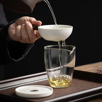 Keramikas Tējas Filtru, lai Padarītu Kung Fu Tējas Komplekts, Pan Tējas Bļodā, Filtru Ekrānā Integrēta Tējas Filtrs, Ceremoniju Piederumi