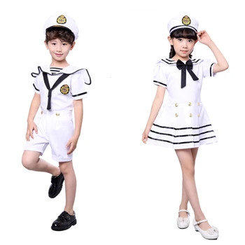 Kids Kostīmi Flotes Jūrnieks Vienotu Halloween Cosplay Meitenes Pusi Darbības Zēni Marines Flotes Apģērbu ar Cepuri cosplay