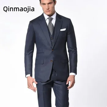 Klasiskās Vīriešu Uzvalki 3 Gabals, Kas Oficiāli Business Slim Fit Kāzu Līgavainis Uzvalku Terno Masculino Veste Bikses Kostīms