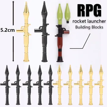 KM Militāro Zelta Ieroču RPG Raķešu Lancer Celtniecības Bloki Komplekts Karavīri Skaitļi Piederumi Ķieģeļi Rotaļlietas Saderīgu Zēni Dāvanu
