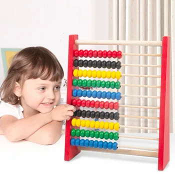 Koka Abacus, Bērniem, Montessori Rotaļlietas Intelekta Attīstību Bērniem, Rotaļlietas, krāsainas Krelles Mini Matemātikas Mācīšanās Rīks