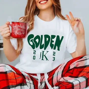 Kpop JK Zelta Drukas Burtu T-krekls Vīriešiem/Sievietēm pelēkā vārna Kokvilnas Streetwear veidot ATBALSTA Tshirts Zēni Meitenes Hip-Hop T Krekls Topi, t-veida