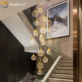 Kāpnes ilgi kristāla lustra LED mūsdienu minimālisma spirāli liela lustra, Kāpnes, dzīvojamās istabas gaismas 110V, 220V