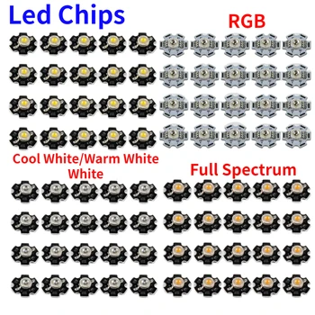 Labākās Cenas 25pcs 1W/3W Augstas Jaudas LED Mikroshēmām Balts/Silti Balts /Balts/UV Purple /Pilna Spektra/RGB Ar 20mm Zvaigžņu PCB