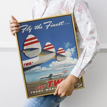 Lidot TWA Vintage Aviokompāniju Gaisa kuģu Ceļa Plakātu, Lidot Finest Propagandas sauklis Izdrukas, Trans World Airlines Sienas Dekori