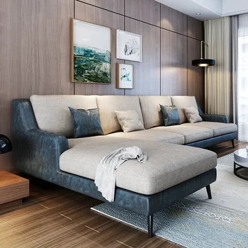 Loveseat DĪVĀNS modernā vienkārši, dzīvojamās istabas mēbeles tehnoloģiju auduma stūra dīvāns