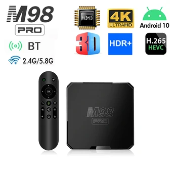 M98Pro LTV Smart tv box Android 10.0 H313 64GB HD (4K 3D, Dual WiFi 2.4 G 5G BT 4.1 Remote Balss Spēlētājs H. 265 Iptv TV Kastē