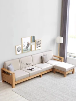 Masīvkoka dīvāns, Ziemeļvalstu ozols dīvāns kombinācija, modernās vienkāršu jaunais Ķīnas dzīvojamā istaba