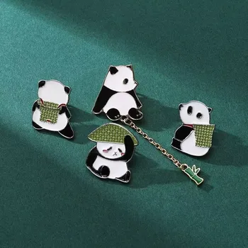 Mazā Panda Ziedu Broša Cute Dāvanu Žetons Karikatūra Žetons Piederumu Sakausējuma Mugursoma Apdare