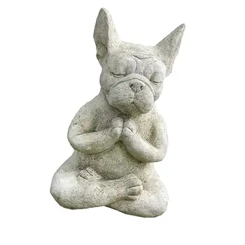 Meditācija Buldogs Sveķu Statuja, Meditējot Suņu Budas Statuja Zen Suns Franču Buldogs Dzīvnieku Statuetes Lūgšanu Terases Zālienu Dekori
