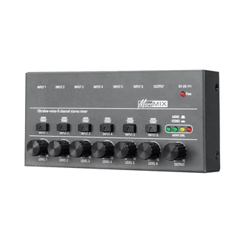 Mini Audio Mikseris KTV Karaoke 6 Kanālu Professional Stereo Skaņas Mikseri Ultra Low Noise 6 Kanālu Audio Mikseris