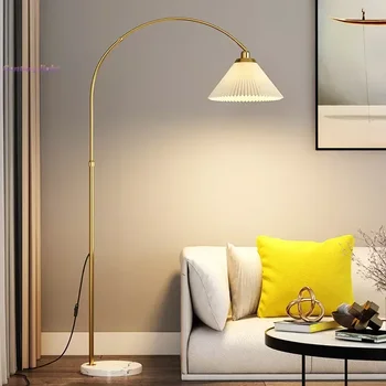 Modes Grīdas Lampa Ziemeļvalstu Dzīvojamās Istabas Dīvānu, Guļamistaba Vienkāršu Grīdas Lampa Siltu un Vienkāršu Zvejas Auduma Grīdas Lampa