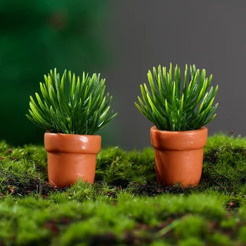 Mākslīgā Potted Augu Figūriņas Kawaii Sveķu Zaļo Augu Mini Modelis DIY Miniatūri Aksesuāri, Galda Rotājumi