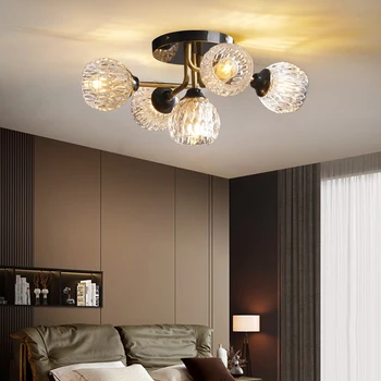 Mūsdienu Ziemeļvalstu Luksusa Stilā LED Lustras Par viesistaba Guļamistaba Ēdamistaba Virtuves Griestu Lampa Vara Kristālu Stikls G9 Gaismas