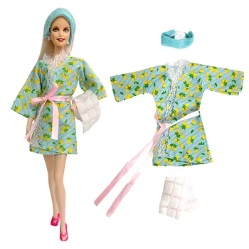 NK 1 Komplekts Peldēšanās Tērpu Gulēt Mājās Valkāt Pidžamas Zaļā Peldmētelis Svārki Matu Joslā, Dvieļu Apģērbu Barbie Lelle un Aksesuāri