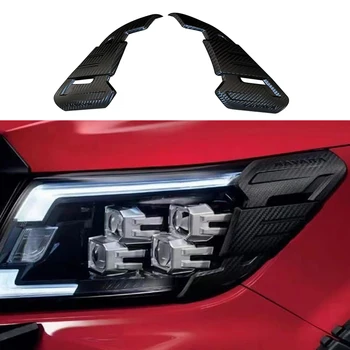 Oglekļa Šķiedras Krāsu Lukturu Vāks ABS Dekoratīvu Aizsardzību Galvas Gaismas Luktura Vāciņš der Priekš Nissan Navara Np300 2020-2022