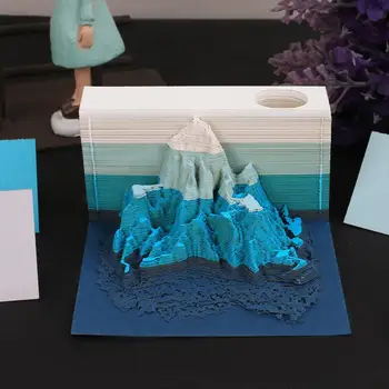Omoshiroi Bloķēt 3D Notepad Art Memo Pad 3D Everest Papīra Skulptūru Kawaii Galda Piederumi Dzimšanas dienas Dāvana