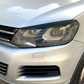 Par Volkswagen Touareg 2010-2014-2016-2018 Automašīnas Priekšējo Aizmugurējo Lukturu Uzacu Sloksnes Vāciņš Melns, Plakstiņu Piederumi Ārējie Komplekts