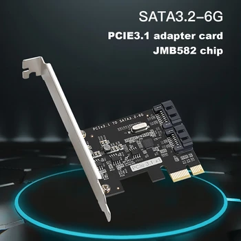 PCI-E3.No 1 Līdz 2 Ports, SATA3.2 6G Adaptera Karti JMB582 Čipu SATA Cieto Disku, Paplašināšanas Kartes PCI-E Stāvvadu Karte