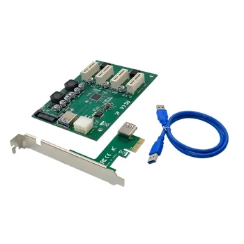 PCIe 1. līdz 4. 1X PCI Slots Stāvvadu Karte Mini ITX uz Ārējo 4 PCI-e Slots, PCIe Adapteri Port Reizinātājs Kartes ASM1184