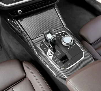 Piemērots 2019 BMW 3. Sērijas pārnesumu pārslēgšanas panelī, centra konsolē rāmi, oglekļa šķiedras dekoratīvā uzlīme