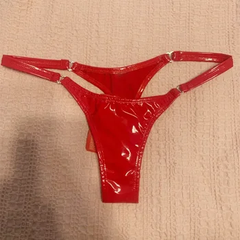 Plus Lieluma Sievietēm Siksnas Un G stīgas PVC Wetlook Ādas Biksītes Sexy Bikini Bikses Bragas Lenceria Erotikas Mujer Sexi Apakšveļu