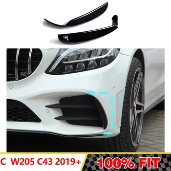Priekšējais Bamperis Miglas Gaismas Sadalītājs Canard Gaisa Vāka Apdare priekš Mercedes-Benz C Klases W205 C43 AMG 2019+ Gloss Black
