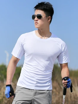 Pārgājienu T-krekls Cilvēks Īsām piedurknēm Ātri žāvēšanas Vīriešiem Elpojošs Sviedru absorbējošu Pārgājienu Topi Plānas Elpojošs Alpīnisma Drēbes