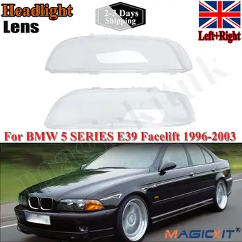 Pāris Auto Priekšējo Lukturu Objektīva Vāciņu, Skaidrs, Shell BMW E39 Facelift 1996-2003