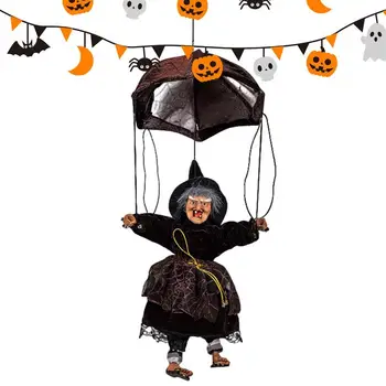 Ragana Helovīna Dekoru Halloween Izpletni Gaismas-Up Acīm Kliedziens Kulons Sperot Kāju Rotājumi Ar Black Cape Dangling Kulons