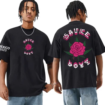Reperis Eladio Carrion T-Krekls Mērci Boyz Rožu Flowe Print T-Krekli Unisex Hip Hop T Krekls Ar Īsām Piedurknēm Streetwear
