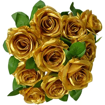 Rožu Zelta Ziedu Viltus Pušķi, Rozes, Mākslīgie Ziedi, Stublāji Vāze Pildvielas Centerpieces