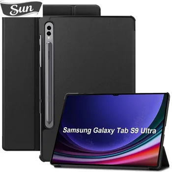 Samsung Galaxy Tab S9 Ultra/S9 Plus/S9 Tablete Gadījumā Cilnes S9+ 5G 2023 SM-X810 X910 Ādas Stāvēt Smart Cover