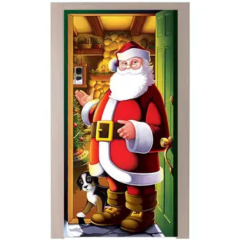 Santa Durvju Pakaramais Durvīm Attiecas Santa Klauss, Ziemassvētku Fona Smieklīgi Santa Claus Fona 90X200cm Photo Booth Prop Ziemassvētku