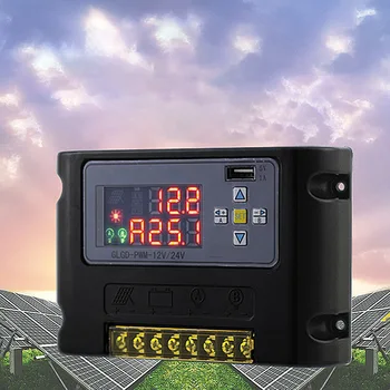 Saules Kontrolieris 12V 24V 30A ar Dual USB izeja, Digitālā displeja Kontrolieris Automātiskās Identifikācijas Gaismas kontroles laiks
